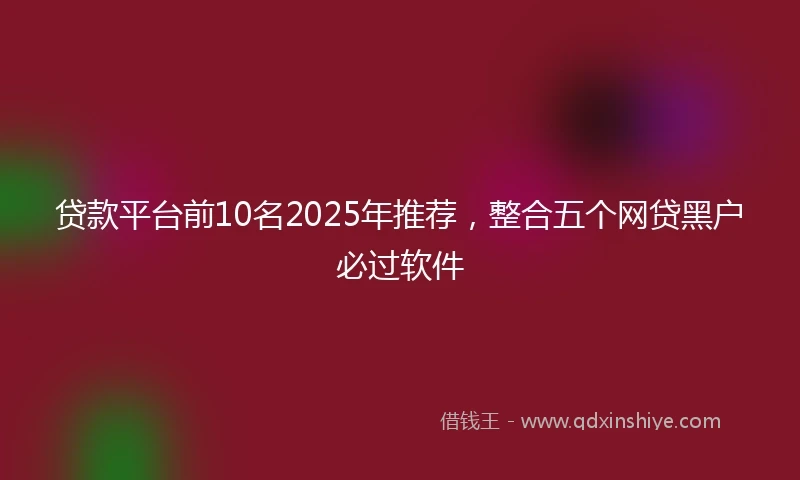 贷款平台前10名2025年推荐，整合五个网贷黑户必过软件