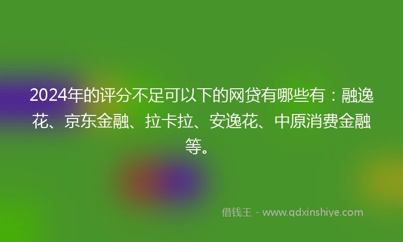 2024年的评分不足可以下的网贷有哪些有：融逸花、京东金融、拉卡拉、安逸花、中原消费金融等。
