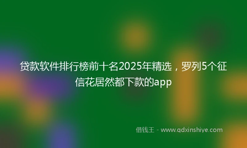 贷款软件排行榜前十名2025年精选，罗列5个征信花居然都下款的app