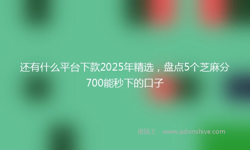 还有什么平台下款2025年精选，盘点5个芝麻分700能秒下的口子