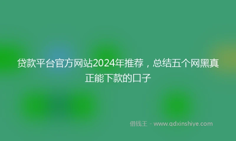 贷款平台官方网站2024年推荐，总结五个网黑真正能下款的口子
