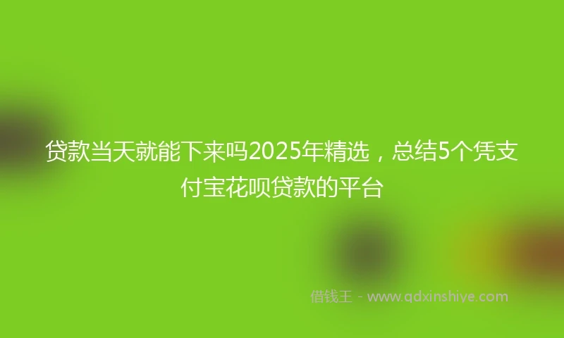 贷款当天就能下来吗2025年精选，总结5个凭支付宝花呗贷款的平台