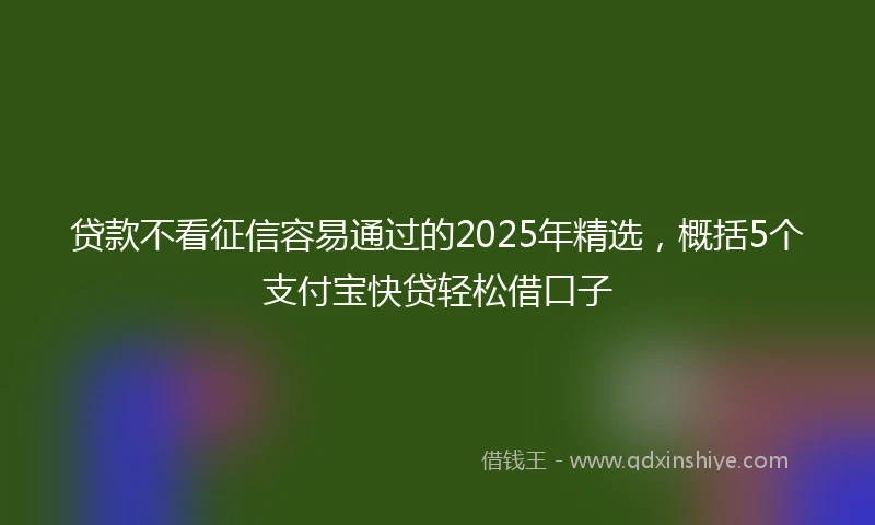 贷款不看征信容易通过的2025年精选，概括5个支付宝快贷轻松借口子