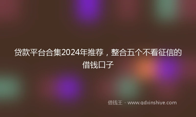 贷款平台合集2024年推荐，整合五个不看征信的借钱口子