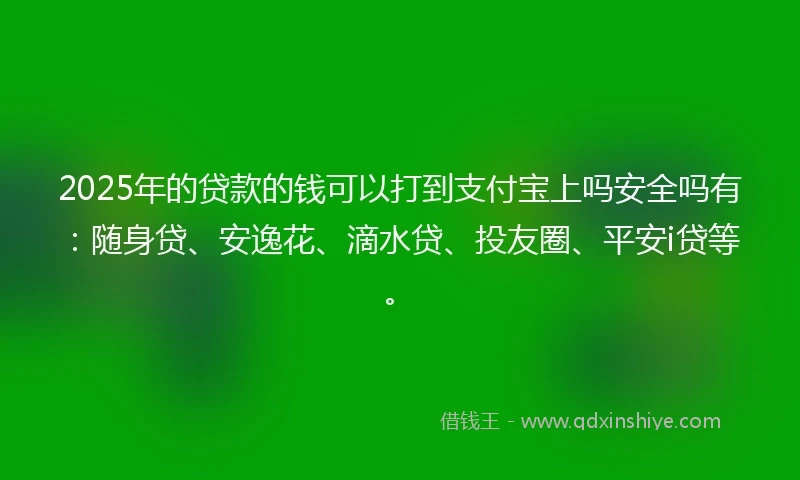 2025年的贷款的钱可以打到支付宝上吗安全吗有：随身贷、安逸花、滴水贷、投友圈、平安i贷等。