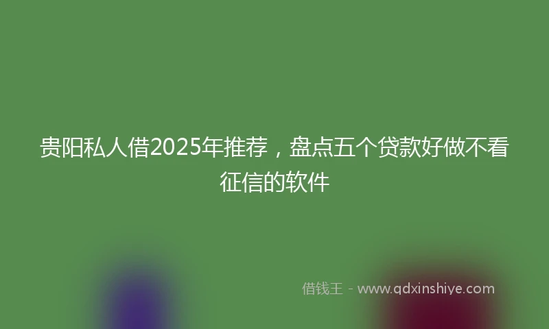 贵阳私人借2025年推荐，盘点五个贷款好做不看征信的软件