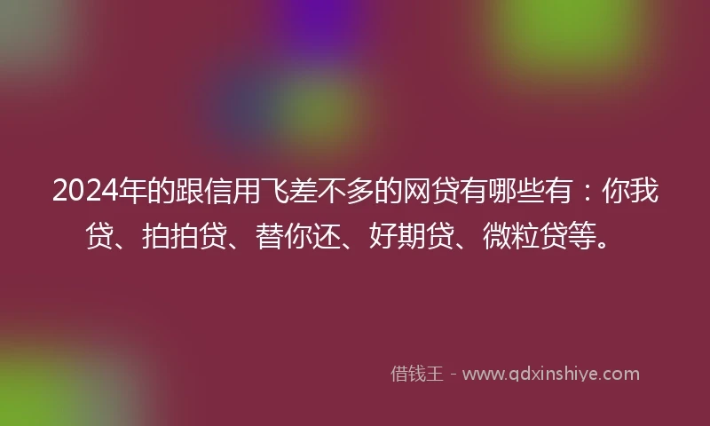 2024年的跟信用飞差不多的网贷有哪些有：你我贷、拍拍贷、替你还、好期贷、微粒贷等。
