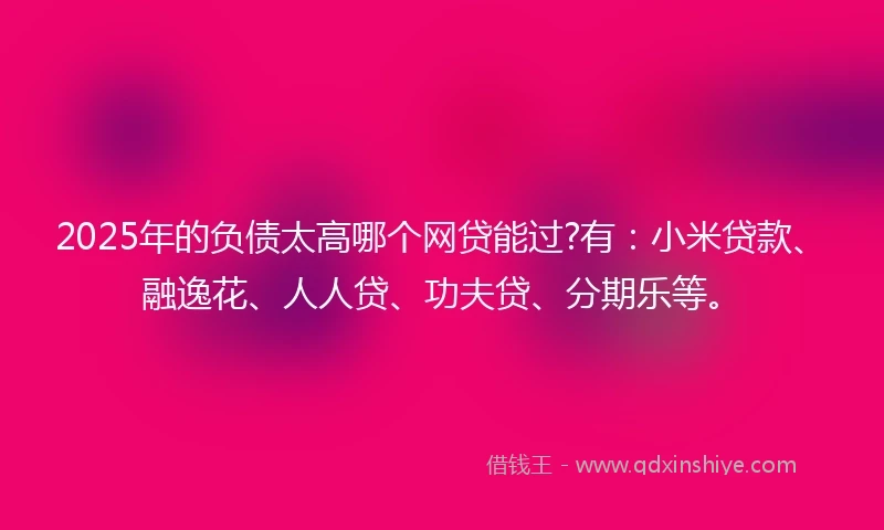 2025年的负债太高哪个网贷能过?有：小米贷款、融逸花、人人贷、功夫贷、分期乐等。