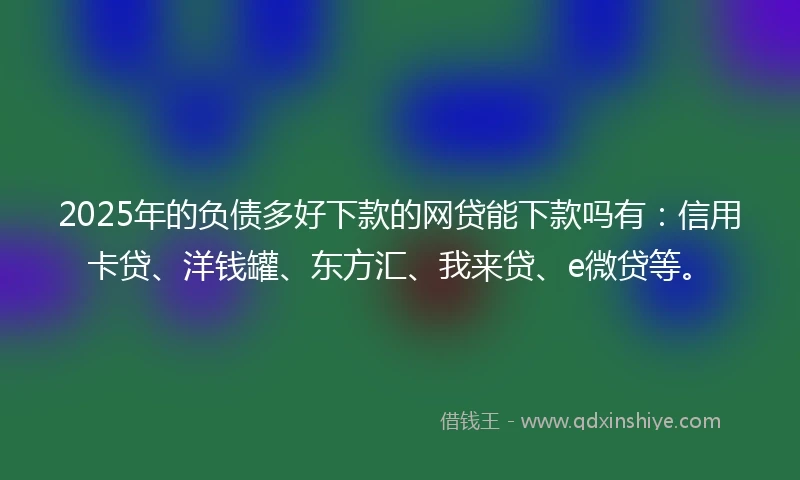 2025年的负债多好下款的网贷能下款吗有：信用卡贷、洋钱罐、东方汇、我来贷、e微贷等。