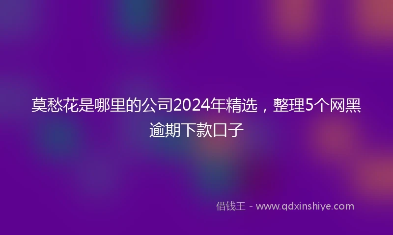 莫愁花是哪里的公司2024年精选，整理5个网黑逾期下款口子