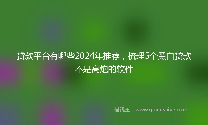 贷款平台有哪些2024年推荐，梳理5个黑白贷款不是高炮的软件