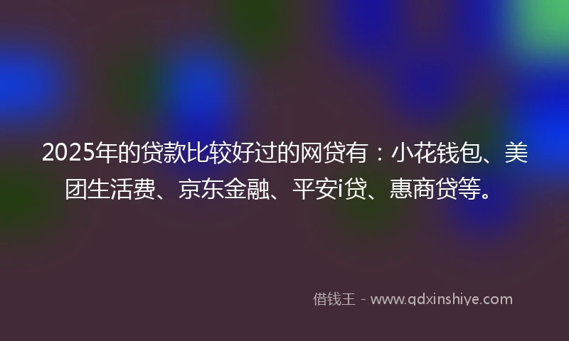 2025年的贷款比较好过的网贷有：小花钱包、美团生活费、京东金融、平安i贷、惠商贷等。