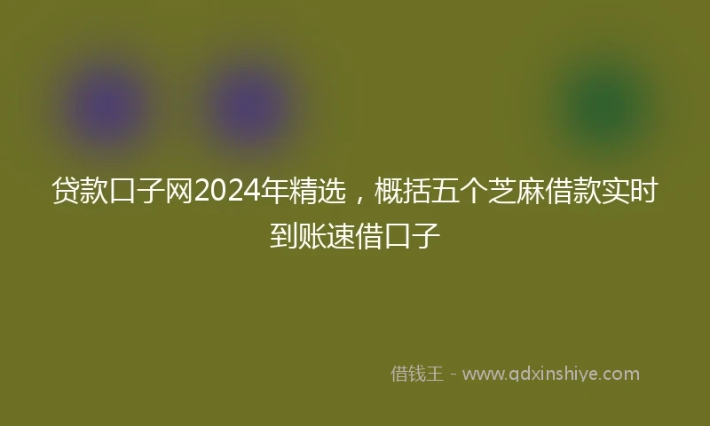 贷款口子网2024年精选,概括五个芝麻借款实时到账速借口子