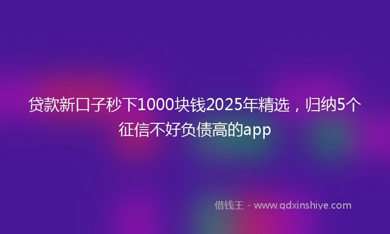 贷款新口子秒下1000块钱2025年精选,归纳5个征信不好负债高的app