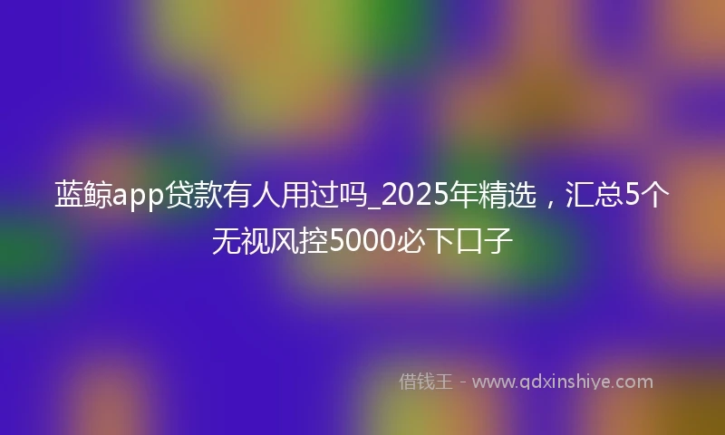 蓝鲸app贷款有人用过吗_2025年精选，汇总5个无视风控5000必下口子