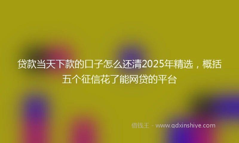 贷款当天下款的口子怎么还清2025年精选，概括五个征信花了能网贷的平台