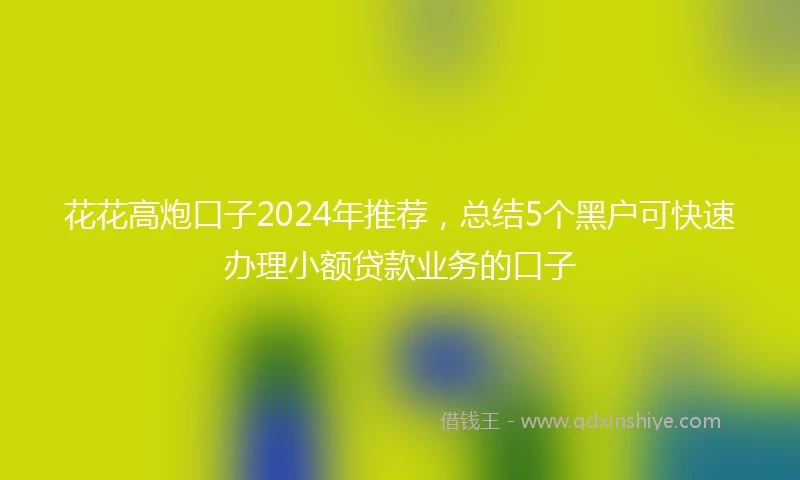 花花高炮口子2024年推荐，总结5个黑户可快速办理小额贷款业务的口子