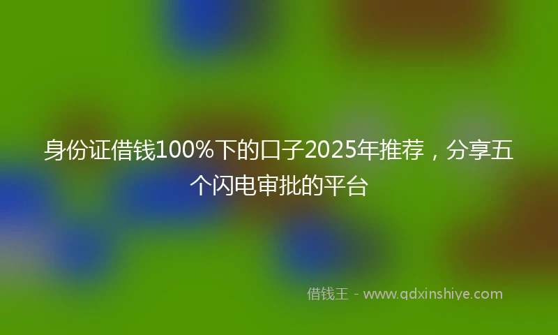 身份证借钱100%下的口子2025年推荐，分享五个闪电审批的平台