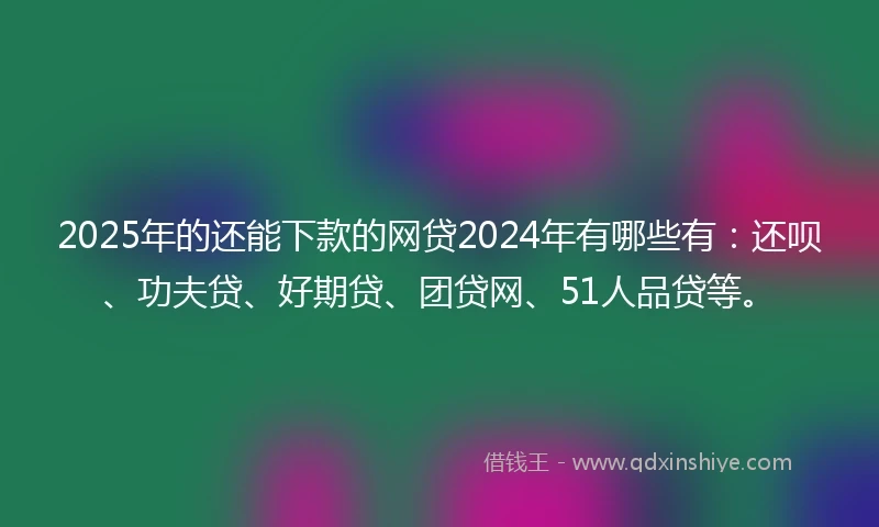 2025年的还能下款的网贷2024年有哪些有：还呗、功夫贷、好期贷、团贷网、51人品贷等。