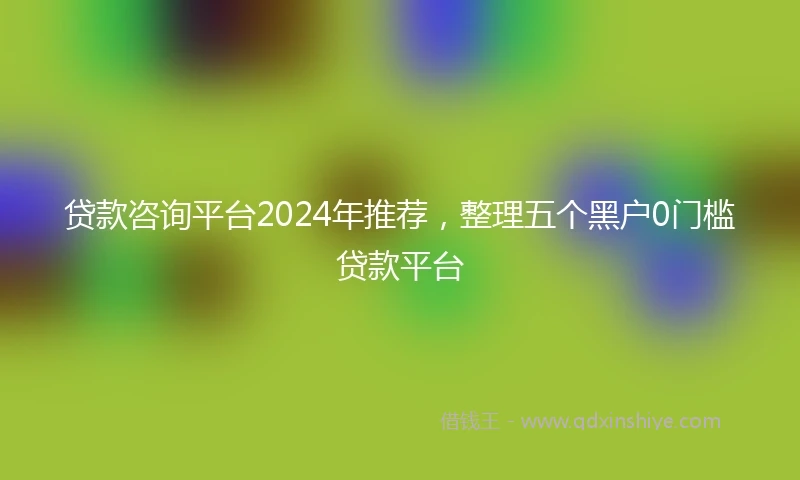 贷款咨询平台2024年推荐，整理五个黑户0门槛贷款平台