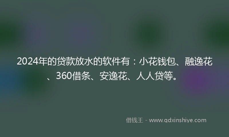 2024年的贷款放水的软件有：小花钱包、融逸花、360借条、安逸花、人人贷等。