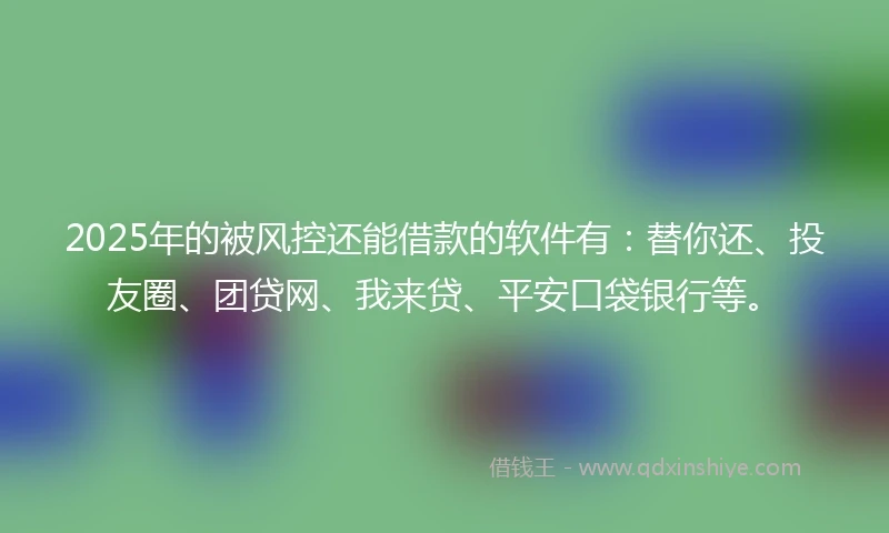 2025年的被风控还能借款的软件有：替你还、投友圈、团贷网、我来贷、平安口袋银行等。