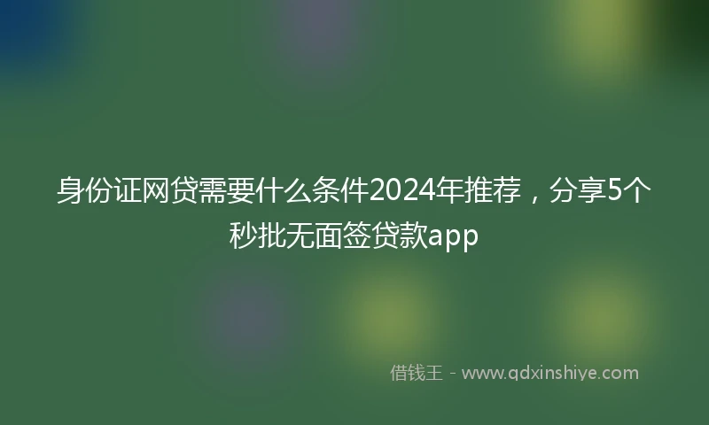 身份证网贷需要什么条件2024年推荐，分享5个秒批无面签贷款app