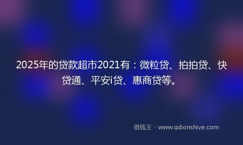 2025年的贷款超市2021有：微粒贷、拍拍贷、快贷通、平安i贷、惠商贷等。
