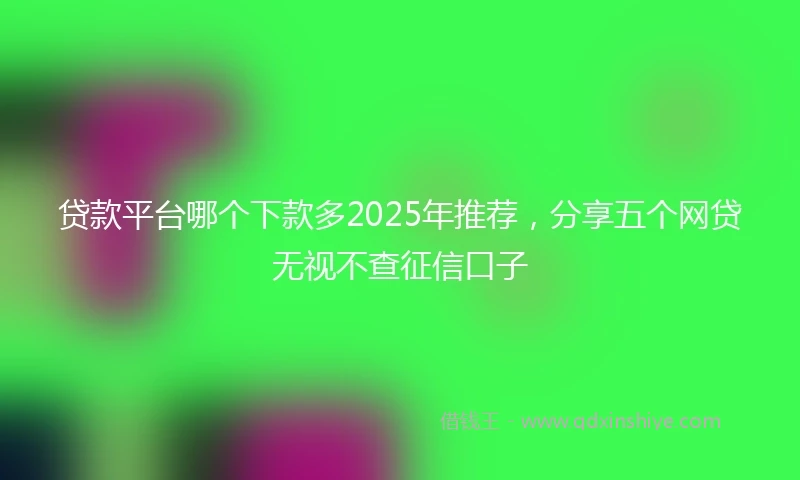 贷款平台哪个下款多2025年推荐，分享五个网贷无视不查征信口子