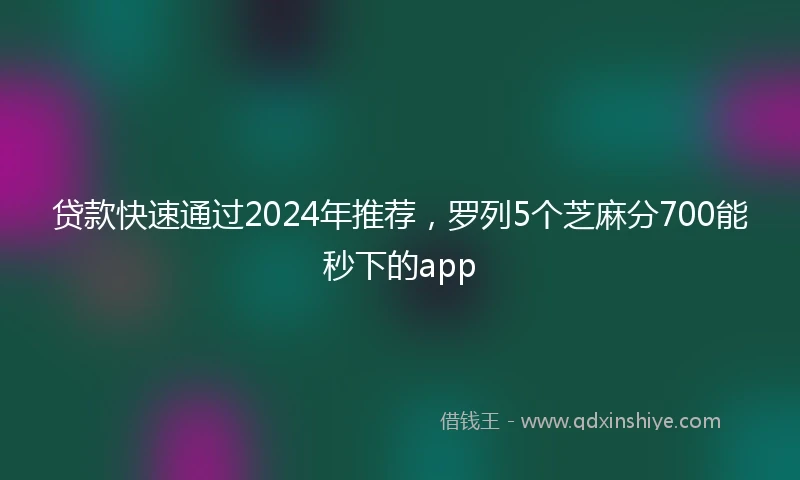 贷款快速通过2024年推荐，罗列5个芝麻分700能秒下的app