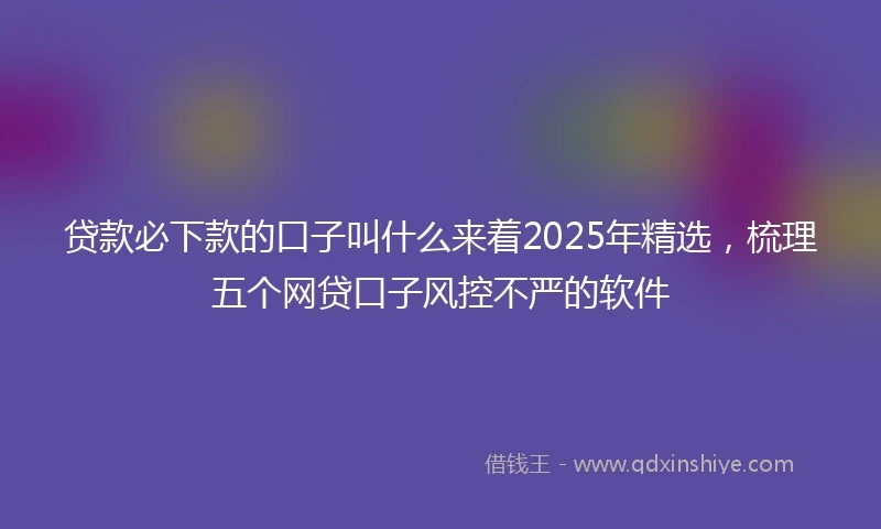 贷款必下款的口子叫什么来着2025年精选，梳理五个网贷口子风控不严的软件