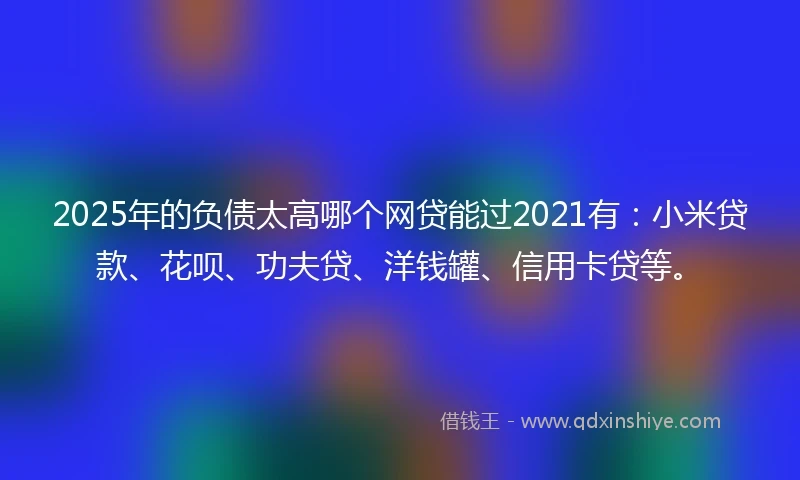 2025年的负债太高哪个网贷能过2021有：小米贷款、花呗、功夫贷、洋钱罐、信用卡贷等。