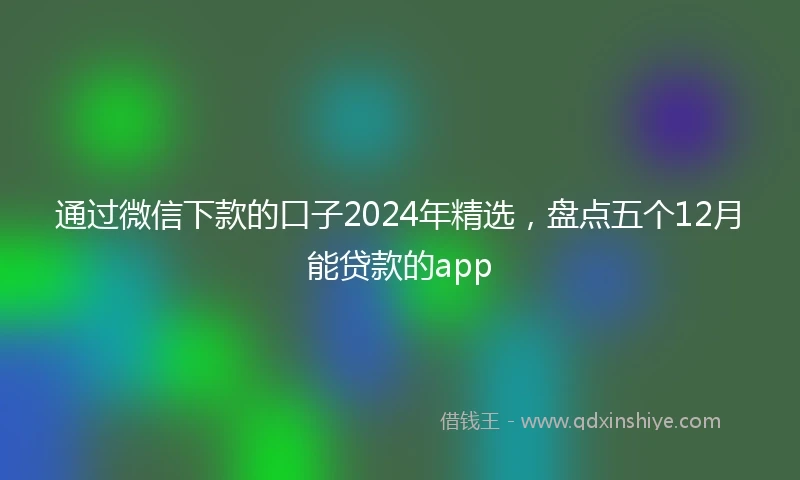 通过微信下款的口子2024年精选，盘点五个12月能贷款的app