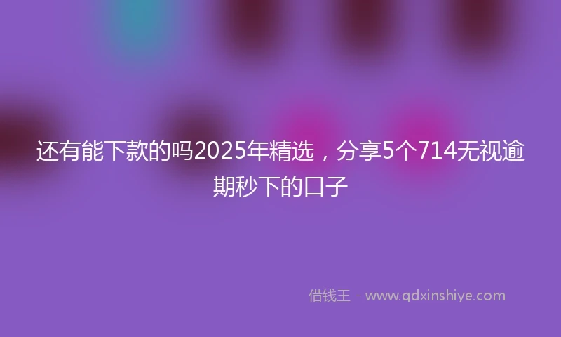 还有能下款的吗2025年精选，分享5个714无视逾期秒下的口子