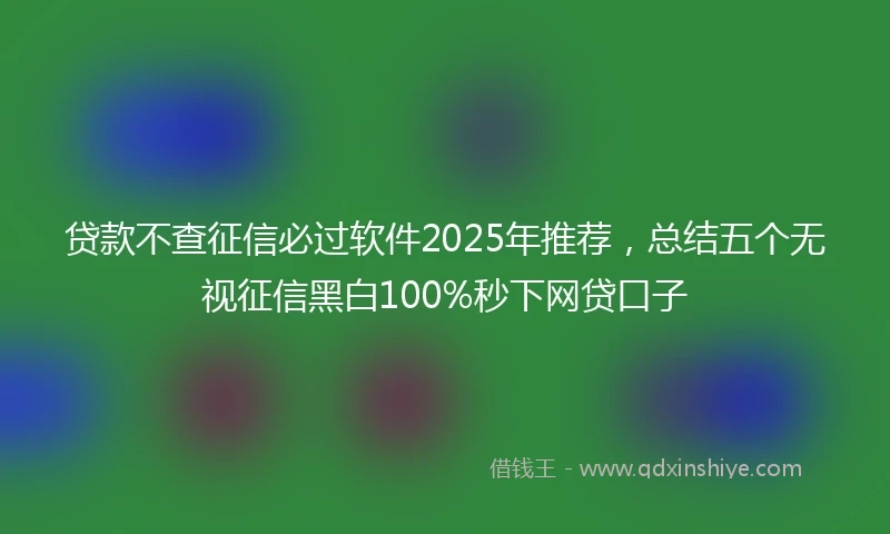 贷款不查征信必过软件2025年推荐，总结五个无视征信黑白100%秒下网贷口子