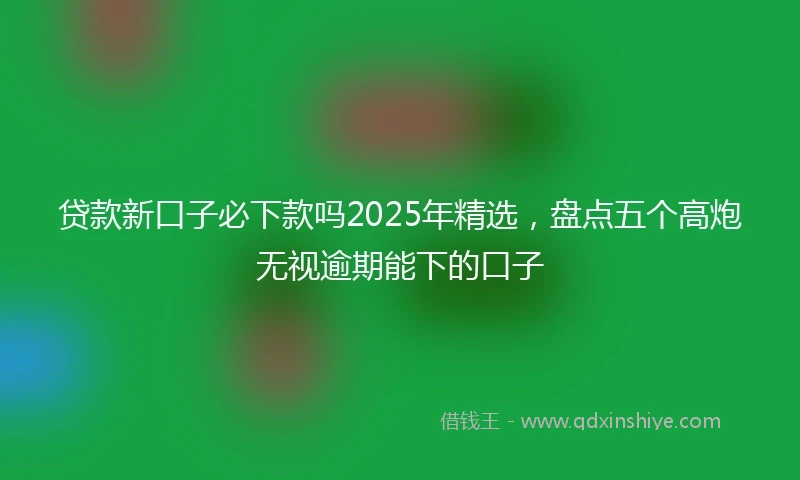 贷款新口子必下款吗2025年精选,盘点五个高炮无视逾期能下的口子
