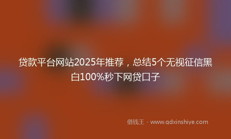 贷款平台网站2025年推荐，总结5个无视征信黑白100%秒下网贷口子