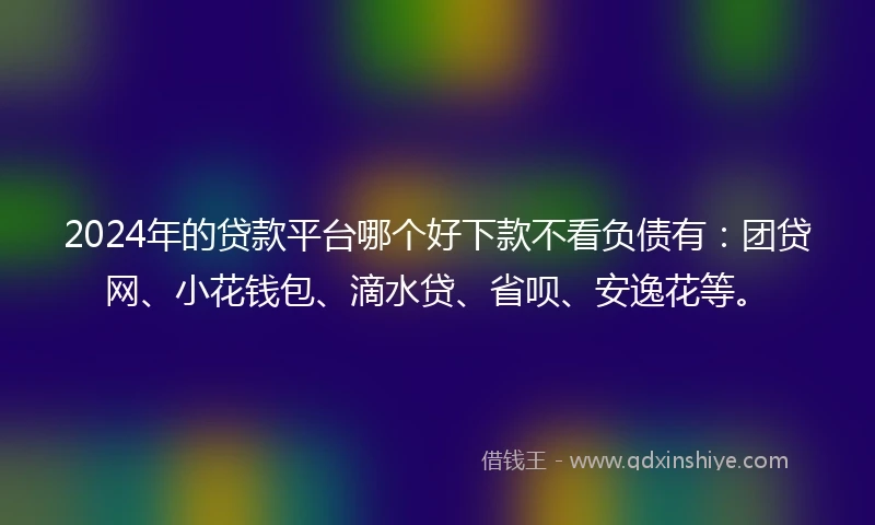 2024年的贷款平台哪个好下款不看负债有：团贷网、小花钱包、滴水贷、省呗、安逸花等。