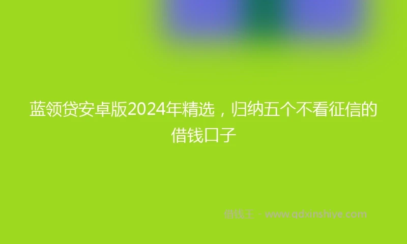 蓝领贷安卓版2024年精选，归纳五个不看征信的借钱口子