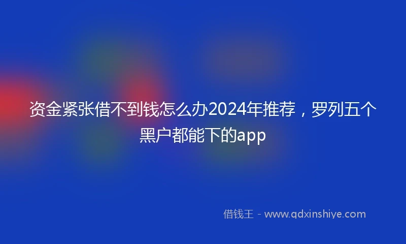资金紧张借不到钱怎么办2024年推荐，罗列五个黑户都能下的app