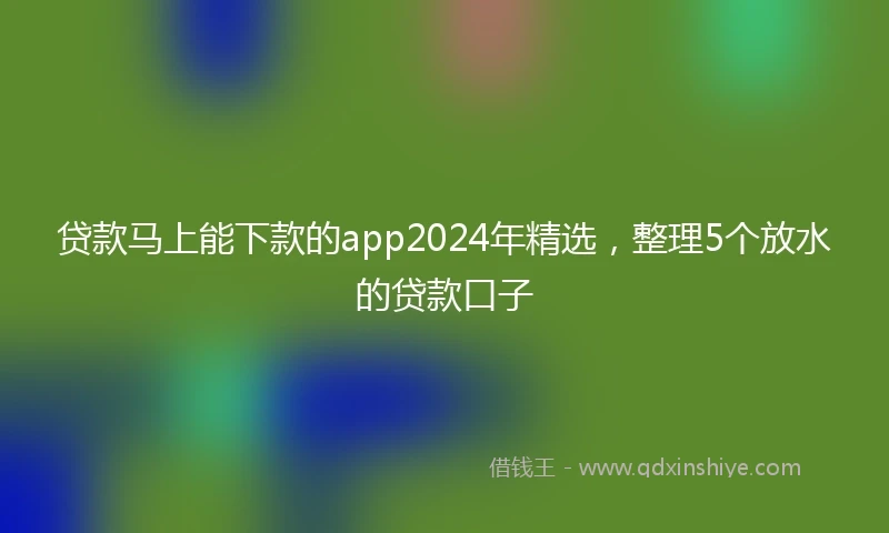 贷款马上能下款的app2024年精选，整理5个放水的贷款口子
