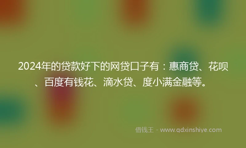 2024年的贷款好下的网贷口子有：惠商贷、花呗、百度有钱花、滴水贷、度小满金融等。