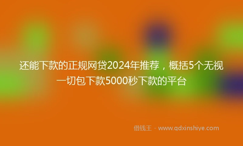 还能下款的正规网贷2024年推荐，概括5个无视一切包下款5000秒下款的平台