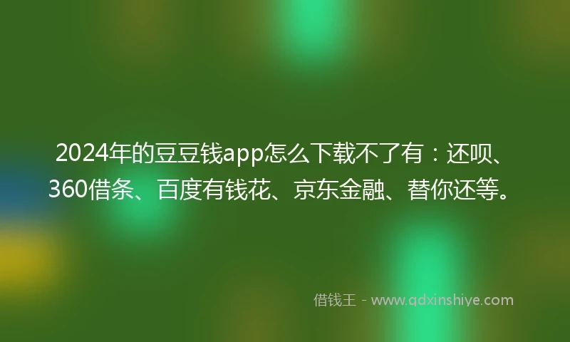 2024年的豆豆钱app怎么下载不了有：还呗、360借条、百度有钱花、京东金融、替你还等。