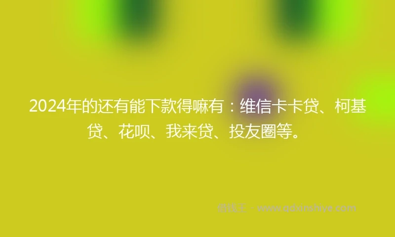 2024年的还有能下款得嘛有：维信卡卡贷、柯基贷、花呗、我来贷、投友圈等。