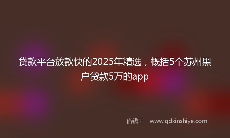 贷款平台放款快的2025年精选，概括5个苏州黑户贷款5万的app