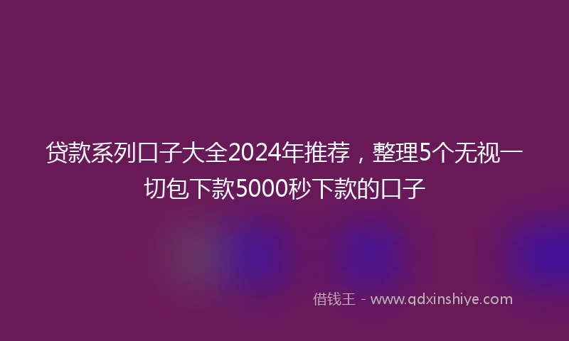 贷款系列口子大全2024年推荐，整理5个无视一切包下款5000秒下款的口子