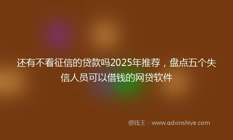还有不看征信的贷款吗2025年推荐，盘点五个失信人员可以借钱的网贷软件