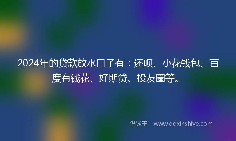 2024年的贷款放水口子有：还呗、小花钱包、百度有钱花、好期贷、投友圈等。