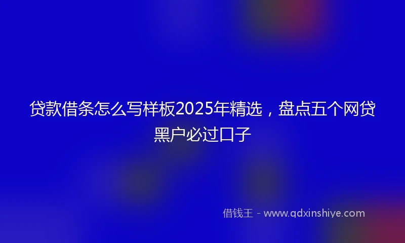 贷款借条怎么写样板2025年精选，盘点五个网贷黑户必过口子